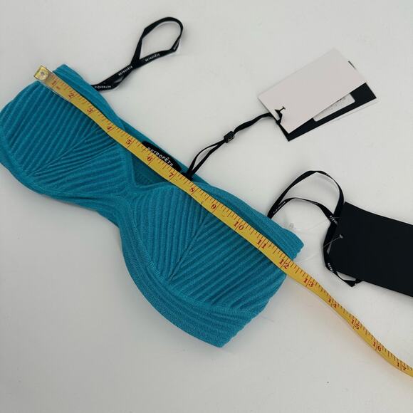 Retrofete Capri Bandage Metallic Knit Strapless Bra Crop Top Blue XS NWT $175 - Picture 11 of 12